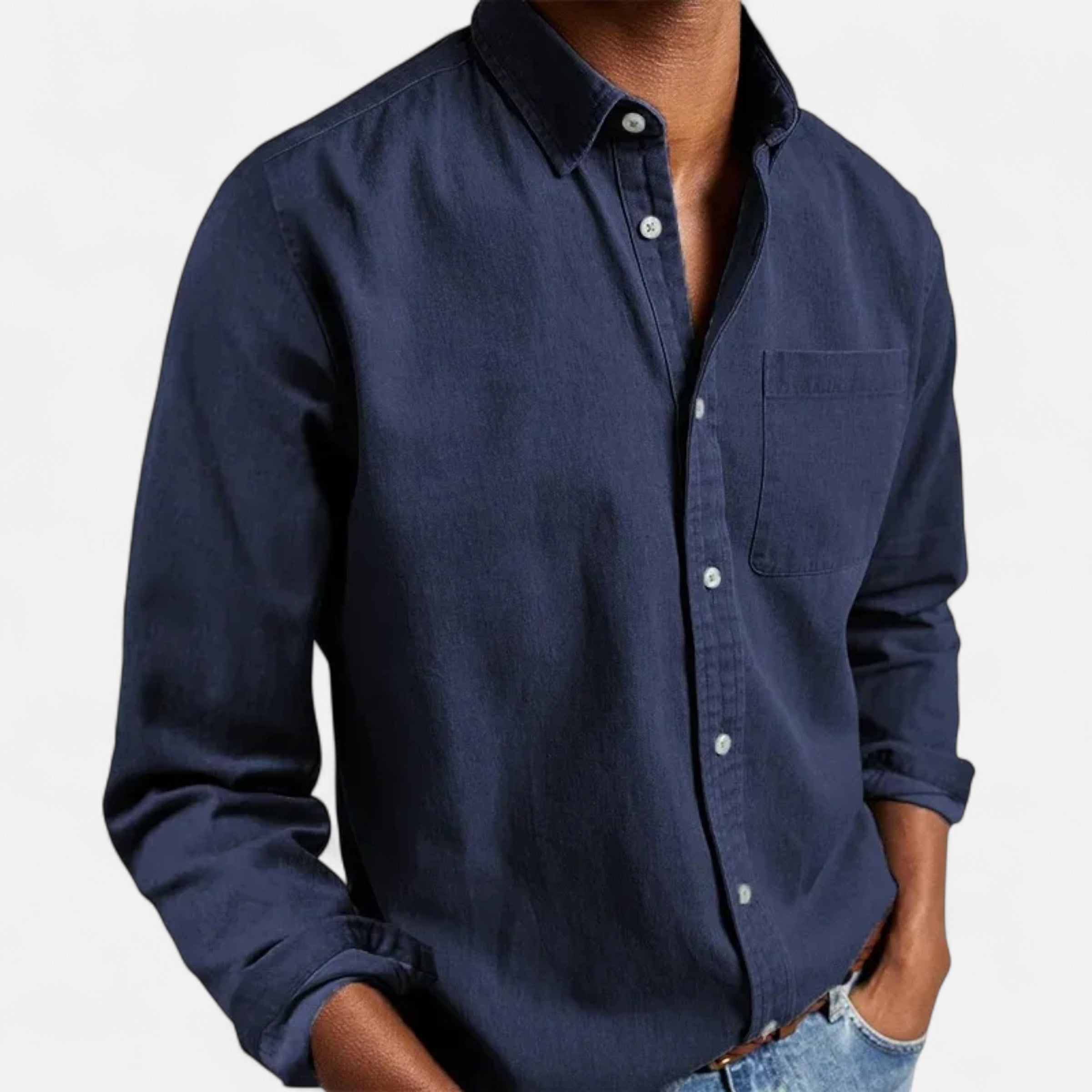 Volarno | Men’s Solid Long-Sleeve Business Shirt