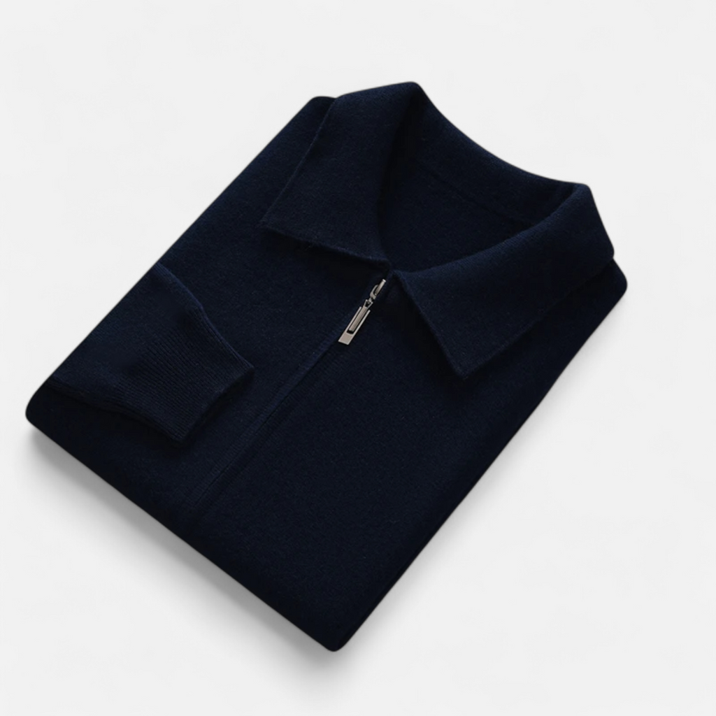 Volarno | Men’s Wool-Cashmere Zip Business Sweater