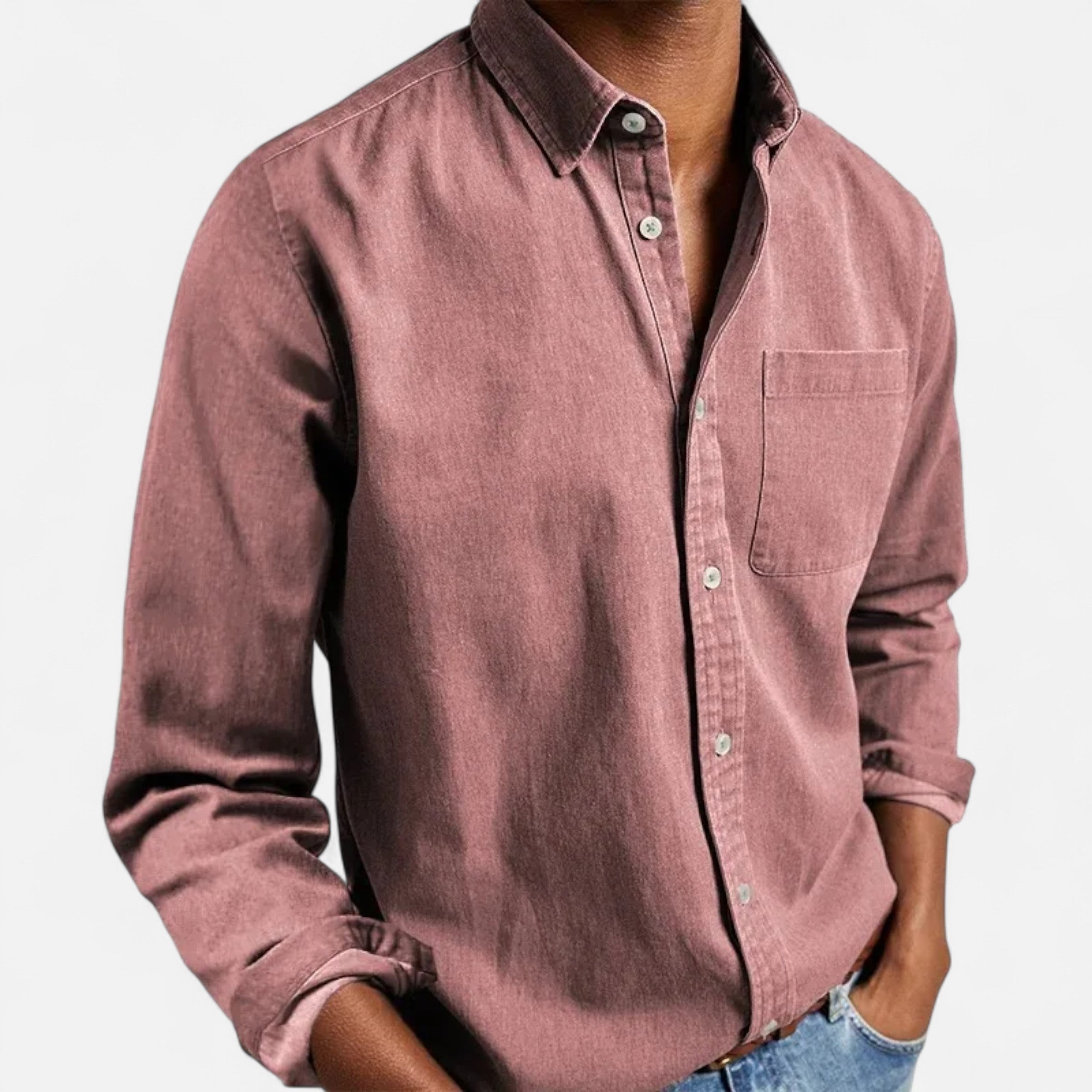 Volarno | Men’s Solid Long-Sleeve Business Shirt