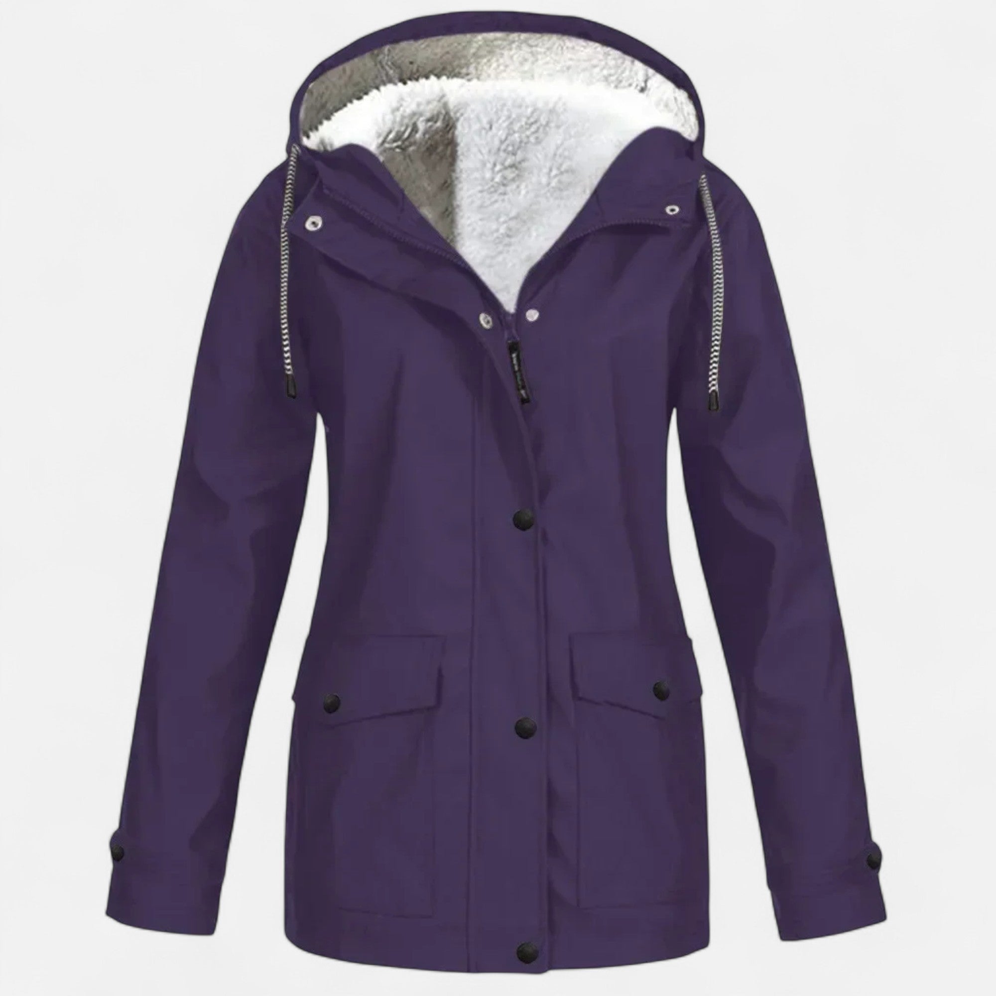 Volarno | Women’s Hooded Ski Coat in Plush Velvet Windproof