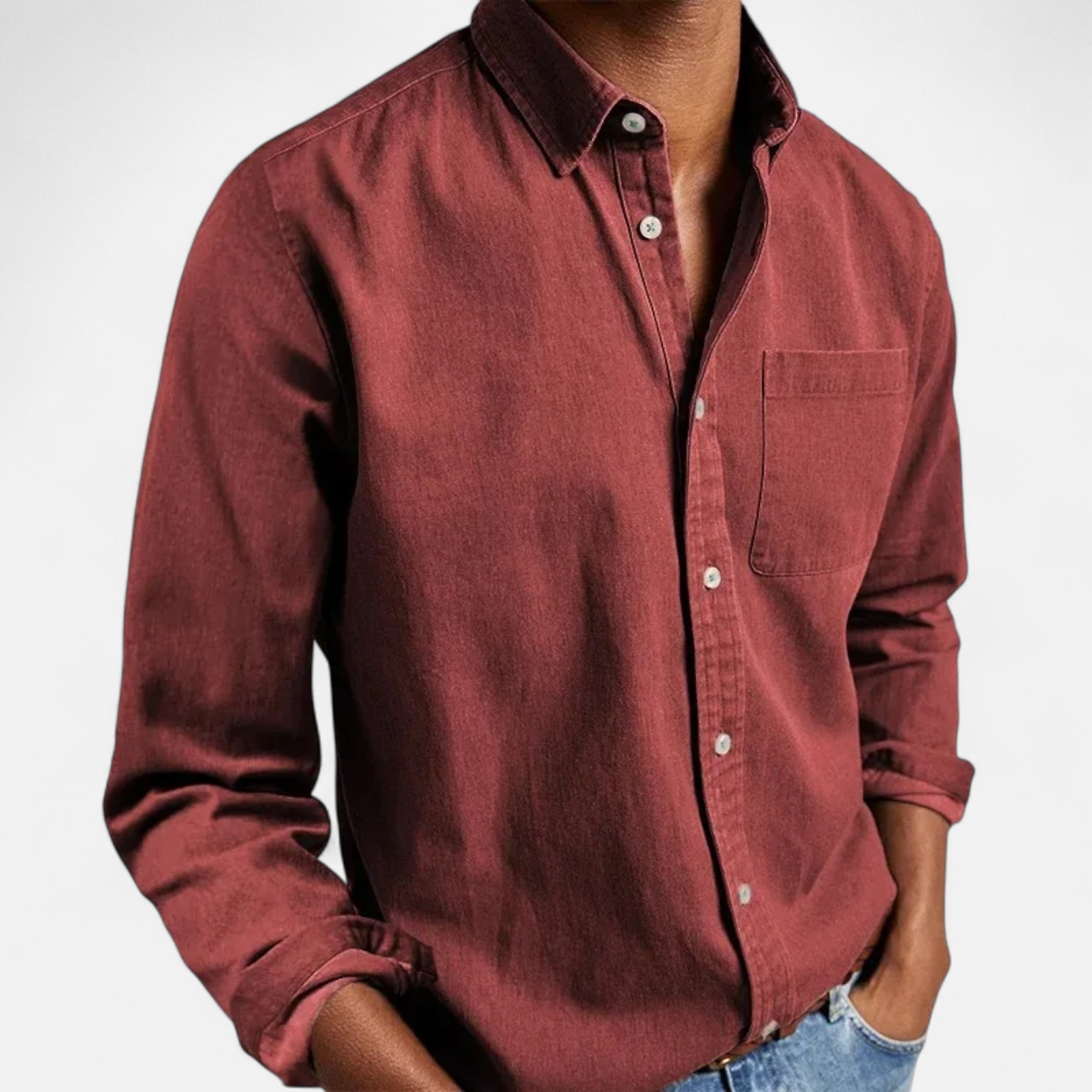 Volarno | Men’s Solid Long-Sleeve Business Shirt