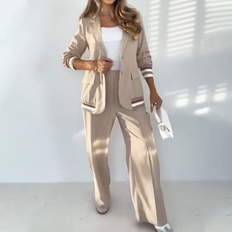 Volarno | Blazer and Wide Leg Pants Set