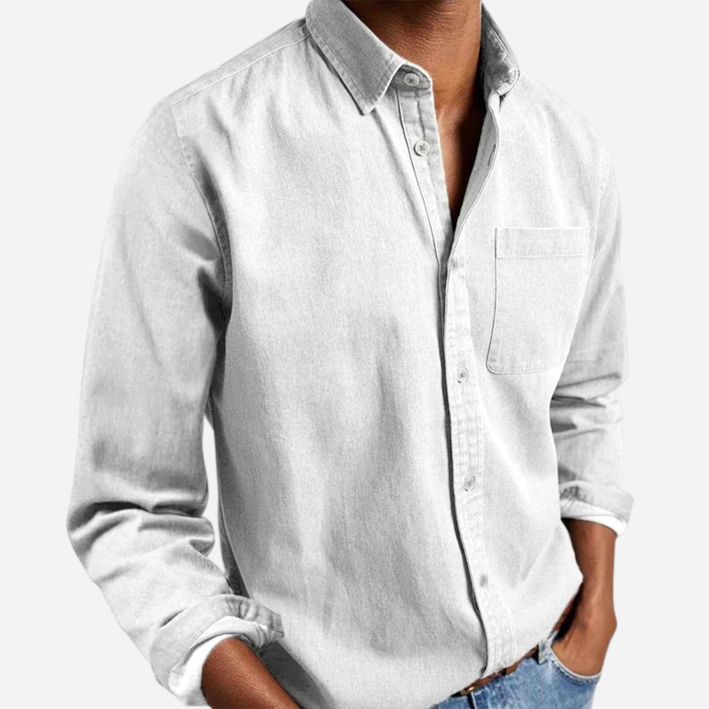 Volarno | Men’s Solid Long-Sleeve Business Shirt