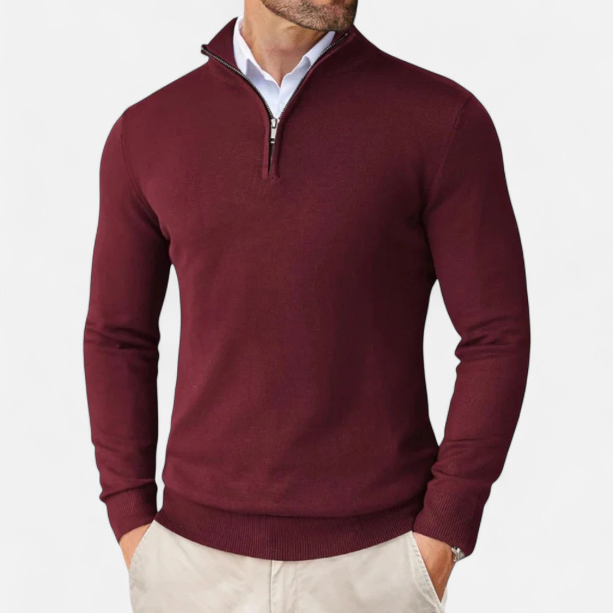 Volarno | Men’s Sweater – Slim-Fit Quarter-Zip Elegance